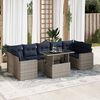 vidaXL 8-tlg. Garten-Sofagarnitur mit Kissen Grau Poly Rattan Akazie