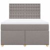 vidaXL Boxspringbett mit Matratze Taupe 140x200 cm Stoff