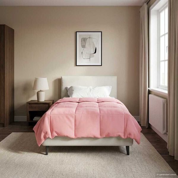 vidaXL Winterbettdecke Gepolstert Rosa 135 x 200 cm Mikrofaser