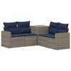 vidaXL Sofa Set 5 stk. Grau und Marineblau Polyrattan und Stahl