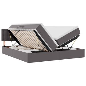 vidaXL Bett mit Stauraum und LED Grau 180 x 200 cm Kunstleder