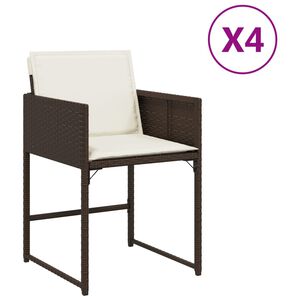 vidaXL Gartenst&uuml;hle mit Kissen 4 Stk. Braun Poly Rattan