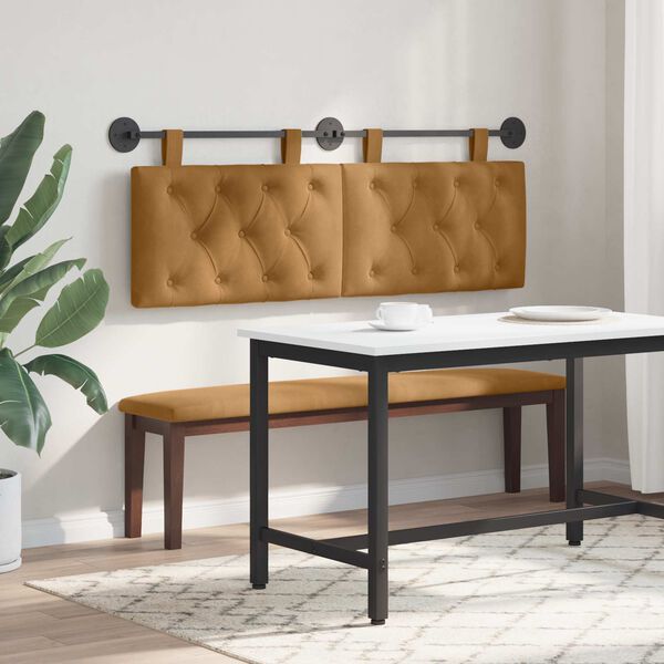 vidaXL H&auml;ngevorderseite Wandmontiert Braun 150 x 55 x 7 cm Samt