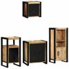 vidaXL Badezimmerm&ouml;bel-Set 4 pcs Braun und Schwarz Massivholz Mango