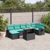 vidaXL 8-teiliges Gartensofa-Set mit Kissen, schwarzes Polyrattan