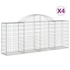 vidaXL Gabionen mit Hochbogen 4 Stk. 200x30x80/100 cm Verzinktes Eisen