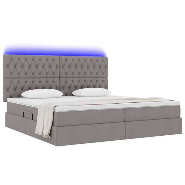 vidaXL Bett mit Stauraum und LED mit LED Taupe 200 x 200 cm Polyester