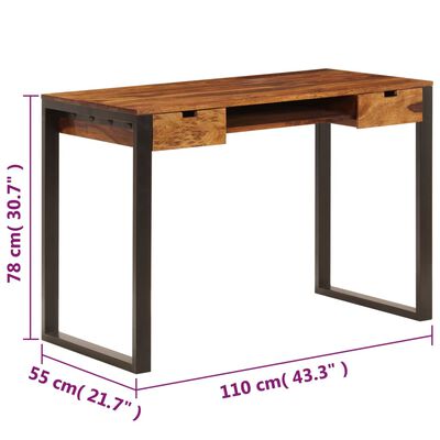 vidaXL Schreibtisch 110 x 55 x 78 cm Massivholz und Stahl