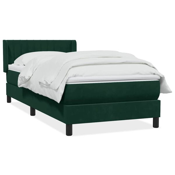 vidaXL Boxspringbett mit Matratze Dunkelgr&uuml;n 90x220 cm Samt