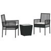 vidaXL Garten Bistro Set 3 stk. Schwarz Poly-Rattan