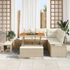 vidaXL Gartensofa-set mit Kissen mit Speicher 8 pcs Beige Poly Rattan