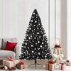 vidaXL K&uuml;nstlicher vorbeleuchteter Weihnachtsbaum Schwarz 210 cm PVC