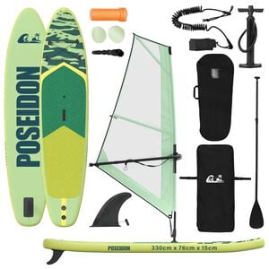 vidaXL Aufblasbares SUP-Board mit Segel POSEIDON 330 x 76 x 15 cm Gr&uuml;n