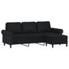 vidaXL 3-Sitzer-Sofa mit Hocker Schwarz 180 cm Kunstleder