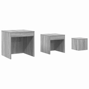 vidaXL Satztische 3 Stk. Grau Sonoma Holzwerkstoff