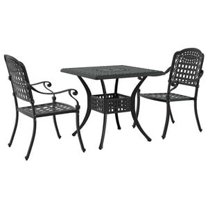 vidaXL Gartentisch Set 3 pcs Schwarz Gussaluminium
