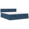 vidaXL Ottoman-Bett mit Matratzen Blau 200x200 cm Stoff