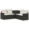 vidaXL Sofa Set 5 stk. Schwarz und Cremewei&szlig; Polyrattan und Stahl