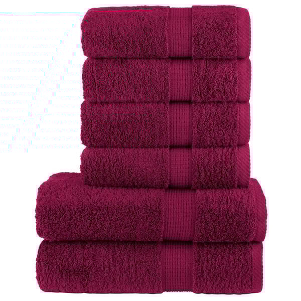 vidaXL 6 tlg. Premium-Handtuch-Set SOLUND Bordeaux 600 g/m&sup2;