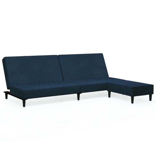 vidaXL Schlafsofa 2-Sitzer mit Fu&szlig;hocker Blau Samt