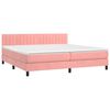 vidaXL Boxspringbett mit Matratze & LED Rosa 200x200 cm Samt