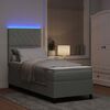 vidaXL LED Boxspringbett mit Matratze Hellgrau 80 x 200 cm Stoff