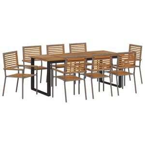 vidaXL Garten Essgruppe 9 stk. Grau Massivholz Akazie