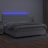 vidaXL Boxspringbett mit Matratze & LED Wei&szlig; 200x200 cm Kunstleder