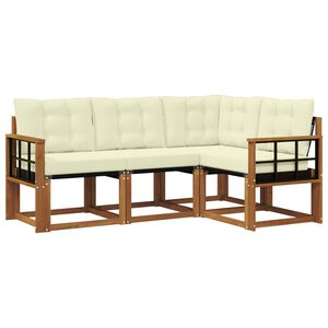 vidaXL Outdoor-Sofagarnitur 4 stk. 4-Sitzer Natur und Creme