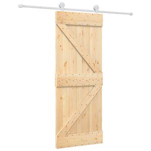 vidaXL Schiebet&uuml;r Nat&uuml;rlich und Wei&szlig; 80 x 210 cm Massives Kiefernholz