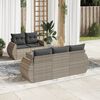 vidaXL 6-tlg. Garten-Sofagarnitur mit Kissen Hellgrau Poly Rattan