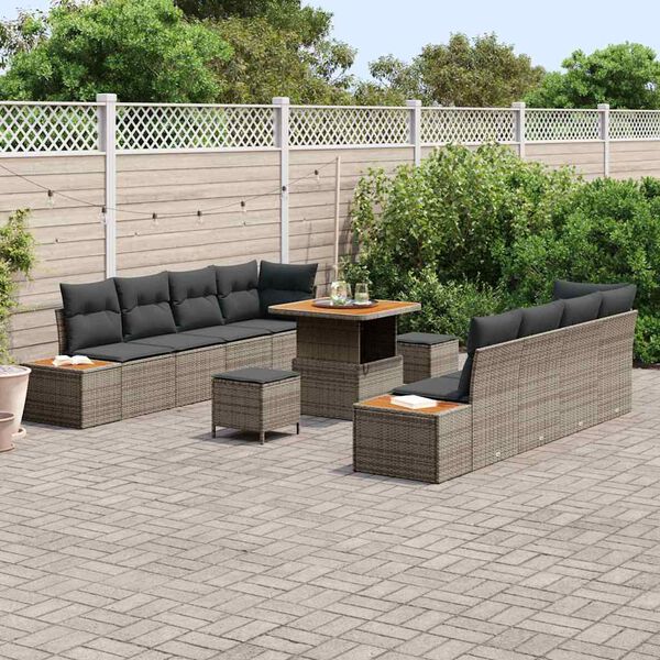 vidaXL Gartensofa-set 11 pcs Grau Poly-Rattan