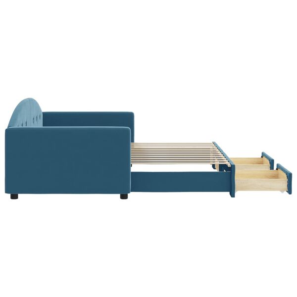vidaXL Tagesbett Ausziehbar mit Schubladen Blau 90x200 cm Samt