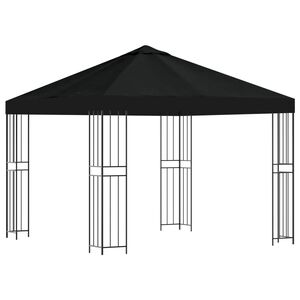 vidaXL Pavillon 3 x 3 m Schwarz Polyester und Stahl 190 gsm
