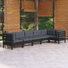 vidaXL 6-tlg. Garten-Lounge-Set mit Kissen Schwarz Kiefernholz