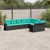 vidaXL 9-tlg. Garten-Sofagarnitur mit Kissen Schwarz Poly Rattan