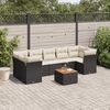 vidaXL 8-tlg. Garten-Sofagarnitur mit Kissen Schwarz Poly Rattan
