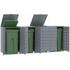 vidaXL M&uuml;lltonnenbox f&uuml;r 4 Tonnen Grau 276x79x117 cm Stahl