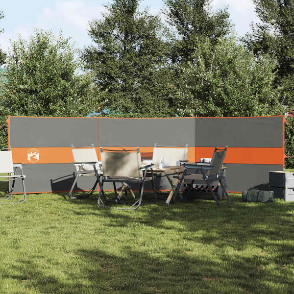 vidaXL Camping-Windschutz Grau und Orange 490x123 cm Wasserdicht