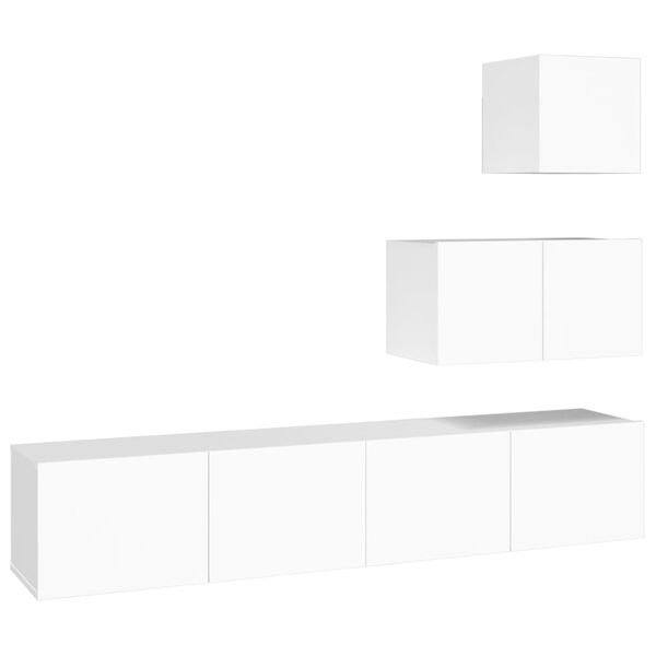 vidaXL 4-tlg. TV-Schrank-Set Weiß Holzwerkstoff