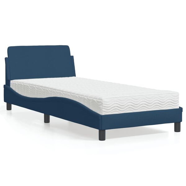vidaXL Bett mit Matratze "Dover" Blau 90x200 cm Stoff