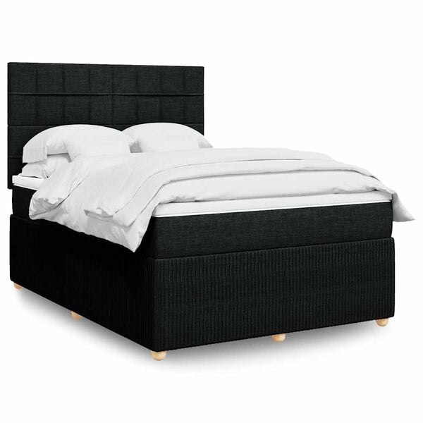 vidaXL Boxspringbett mit Matratze Schwarz 160x200 cm Stoff