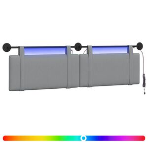 vidaXL H&auml;ngendes Kopfteil Mit LED Licht Hellgrau Stoff
