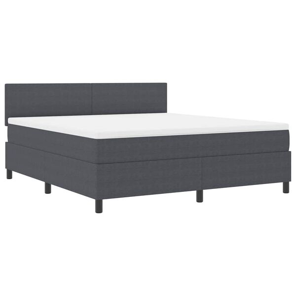 vidaXL Boxspringbett Dunkelgrau und Wei&szlig; 180 x 200 cm Cordstoff