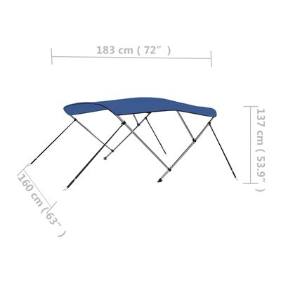 vidaXL 3-Bow Bimini Top Blau 183x160x137 cm