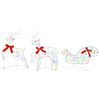 vidaXL Weihnachtsrentier mit Schlitten 3 stk. 60 LEDs Mehrfarbig