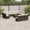 vidaXL 14-tlg. Garten-Sofagarnitur mit Kissen Braun Poly Rattan