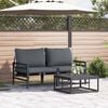 vidaXL Gartensofa-set mit Kissen 3 pcs Schwarz Stahl