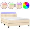 vidaXL Boxspringbett mit Matratze & LED Creme 140x200 cm Stoff