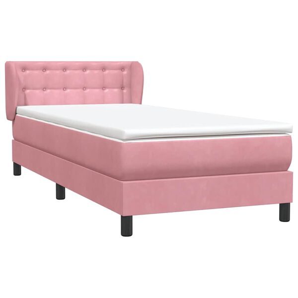 vidaXL Boxspringbett mit Matratze Rosa 90x210 cm Samt